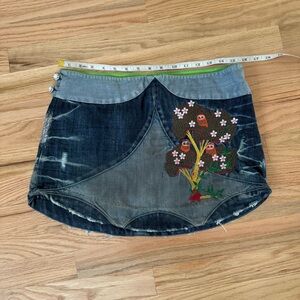 Embroidered Denim Mini Skirt